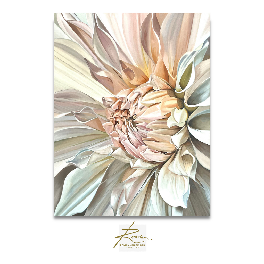 Artistic depiction of a flower with soft colors on a white background
