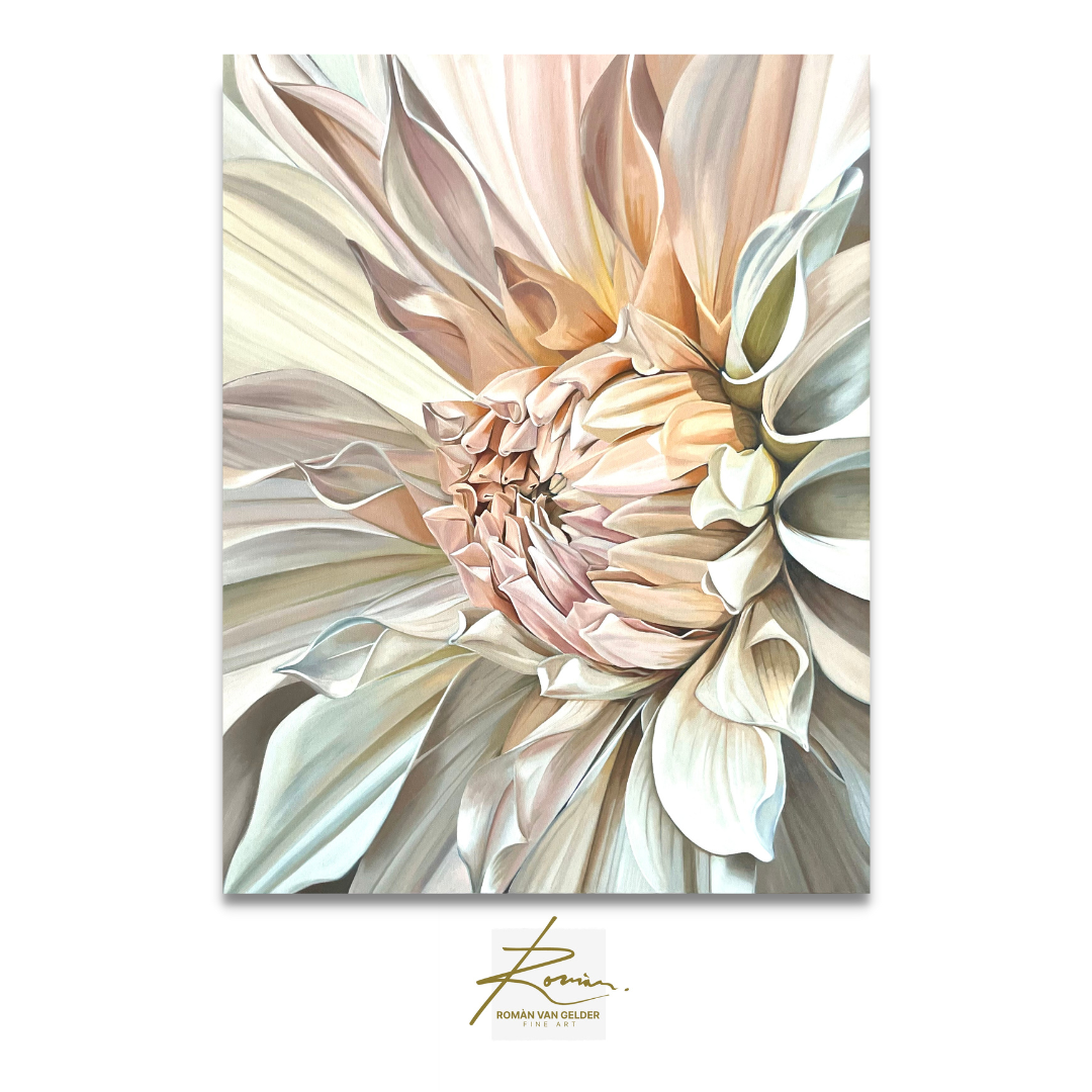 Artistic depiction of a flower with soft colors on a white background